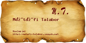 Mátéfi Talabor névjegykártya